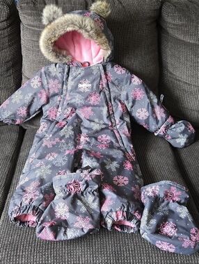12 Month Girls Bear Ears Snowsuit By Osh Kosh